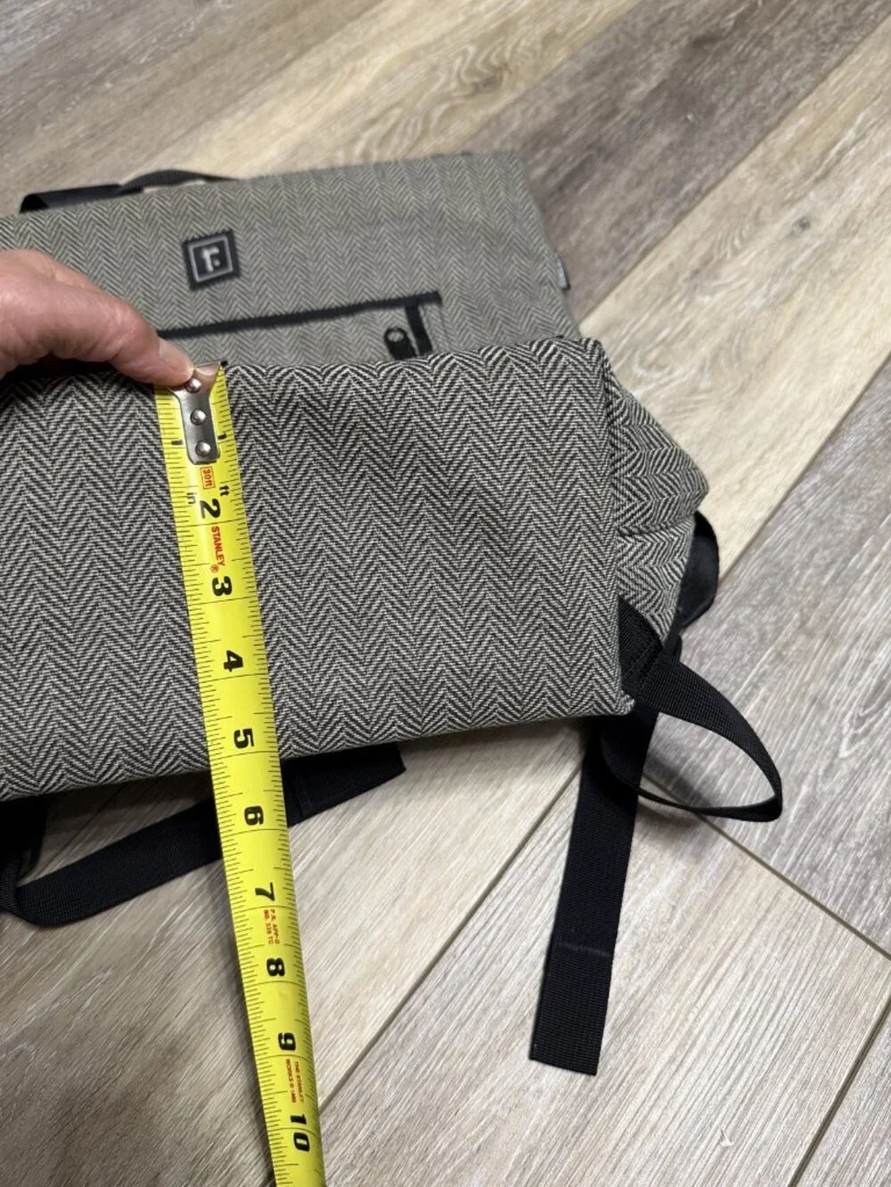 Rickshaw Bagworks Herringbone Zip Top Backpack Grey Made in USA